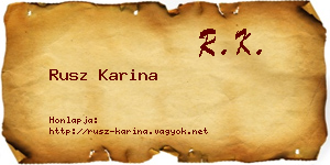 Rusz Karina névjegykártya